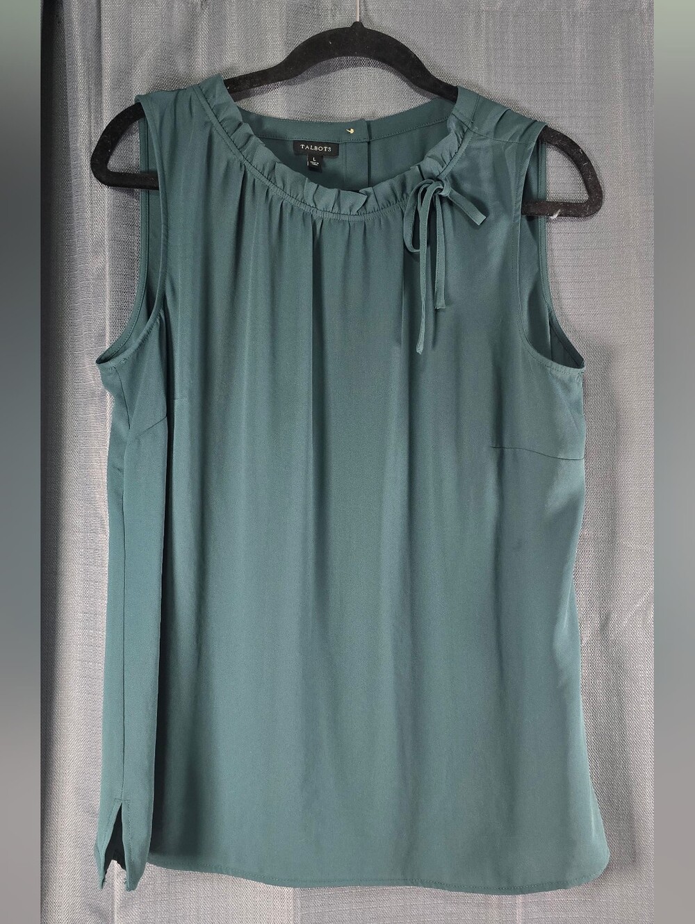 Talbots Sleeveless Tie-Neck Shell in Teal Green
